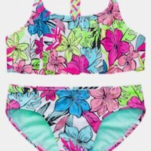 NEW Roatan 2 Piece Swimsuit Pink‎ Floral Bikini Girls Size 14/16